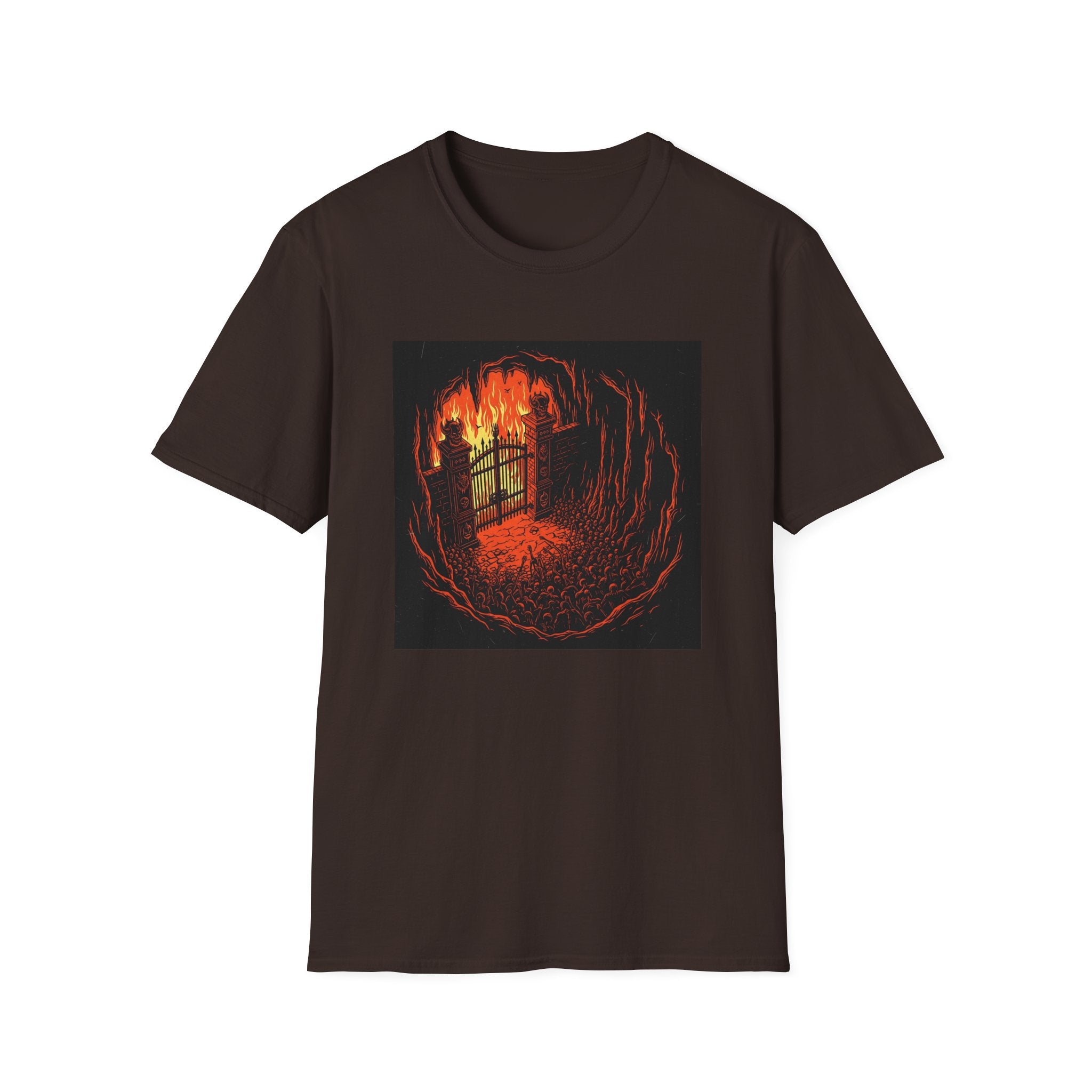 Unisex Softstyle T-Shirt with Fiery Dungeon Design