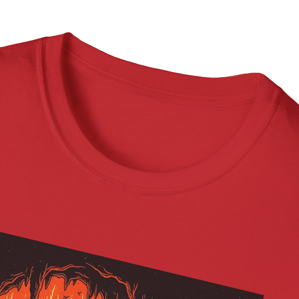 Unisex Softstyle T-Shirt with Fiery Dungeon Design