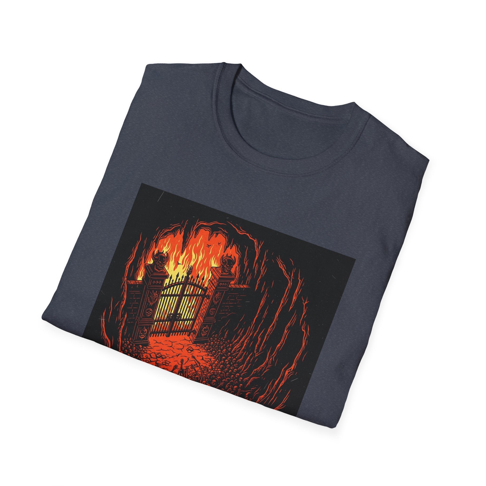 Unisex Softstyle T-Shirt with Fiery Dungeon Design