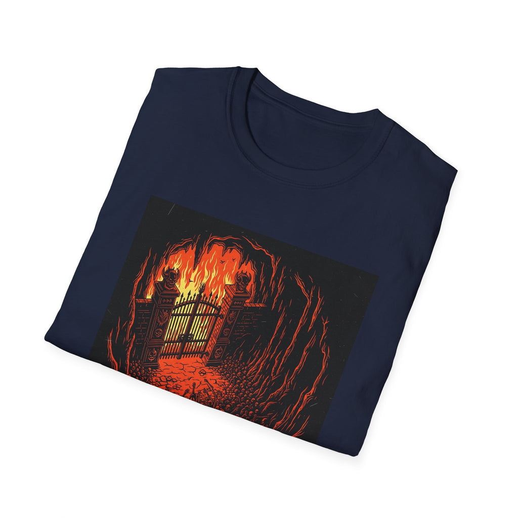 Unisex Softstyle T-Shirt with Fiery Dungeon Design