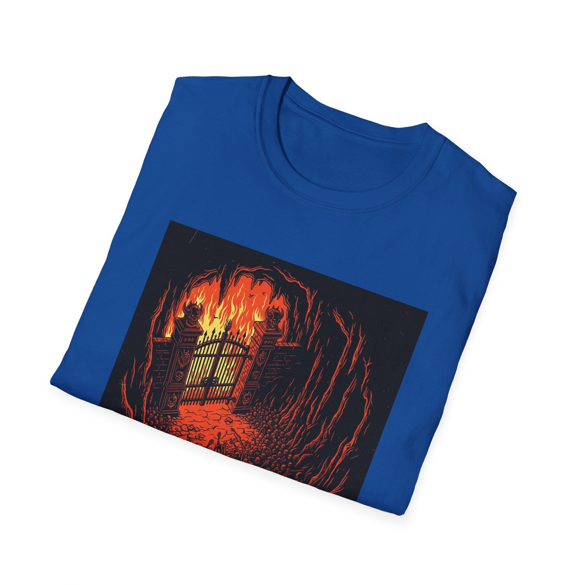 Unisex Softstyle T-Shirt with Fiery Dungeon Design
