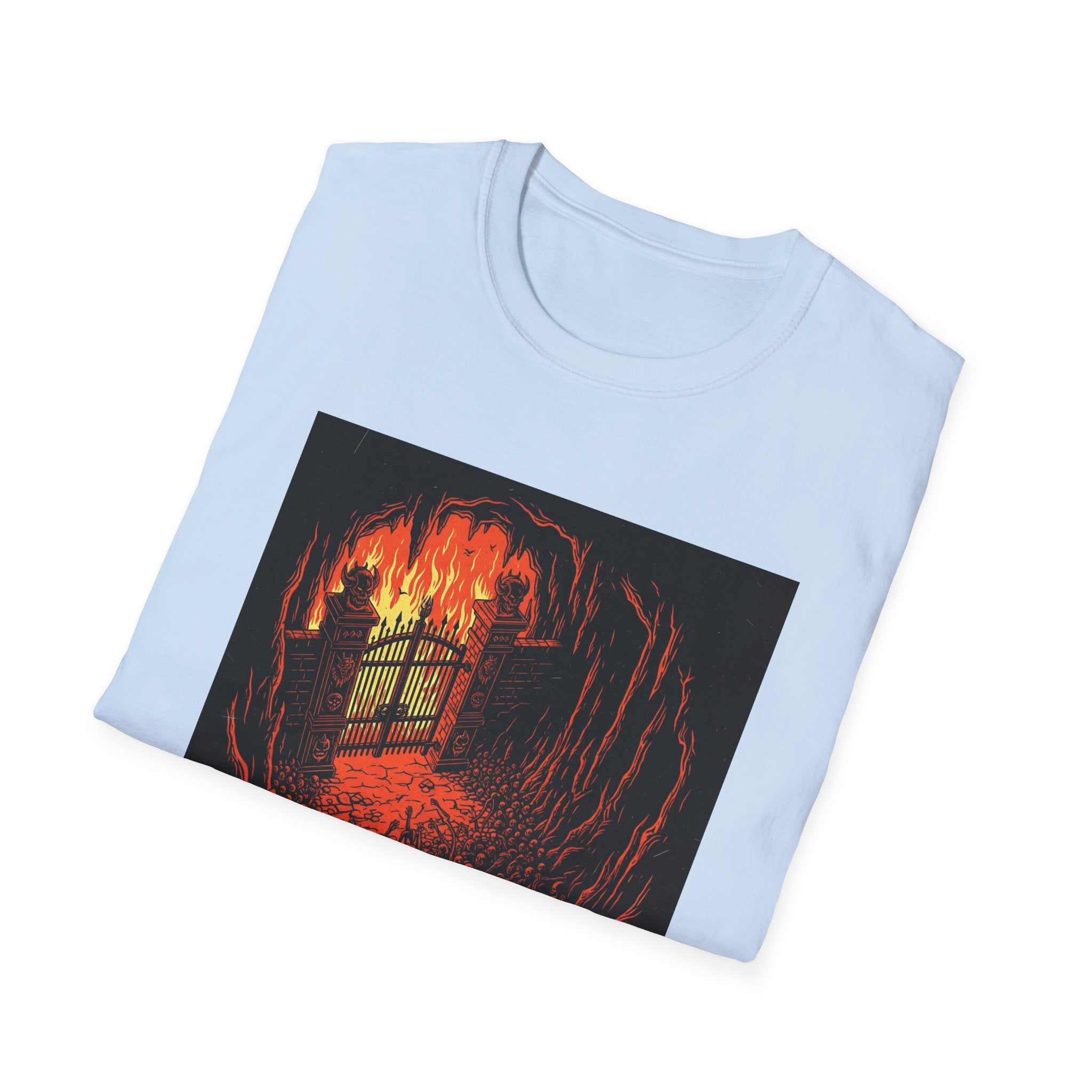 Unisex Softstyle T-Shirt with Fiery Dungeon Design