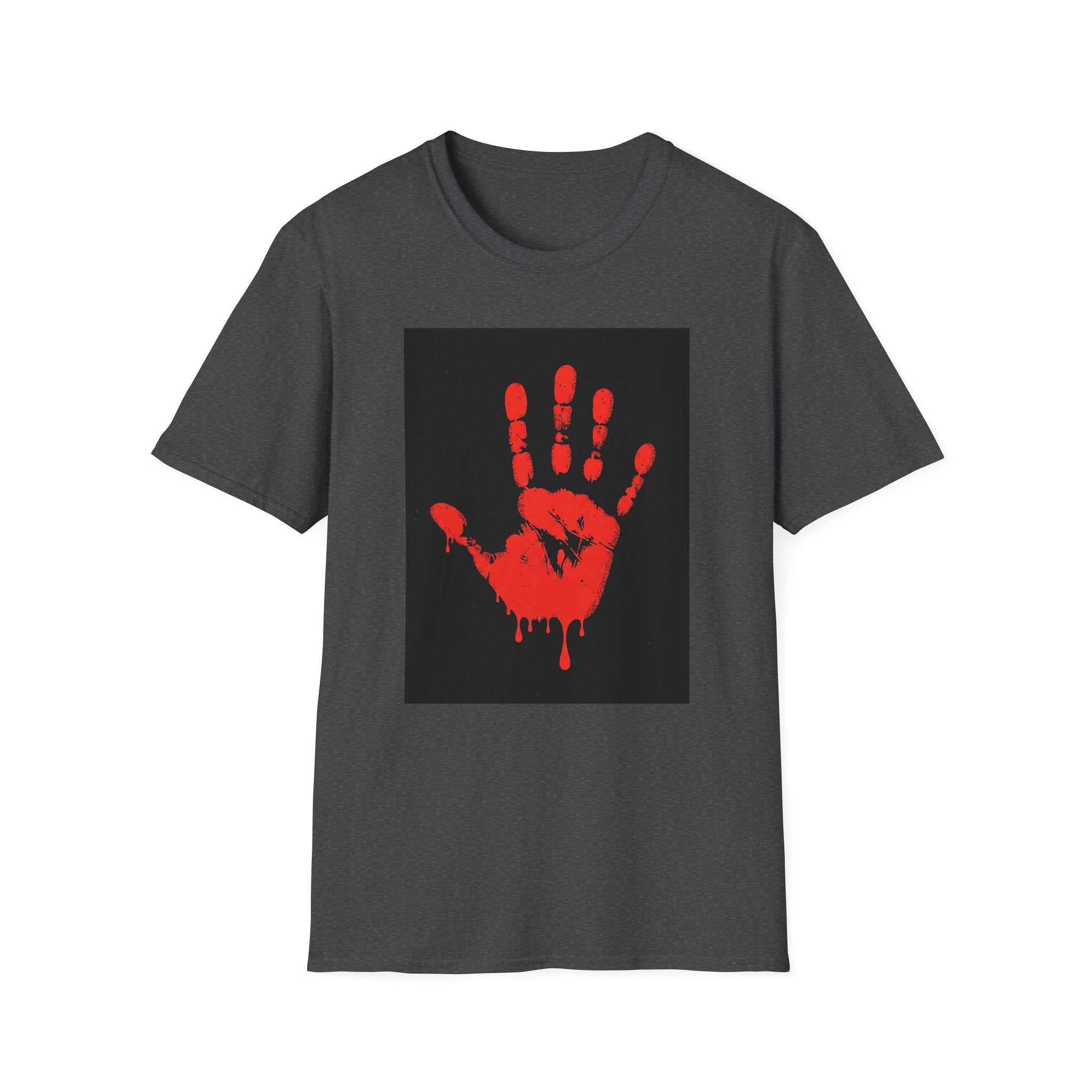 Bold Statement T-Shirt with Red Handprint Design