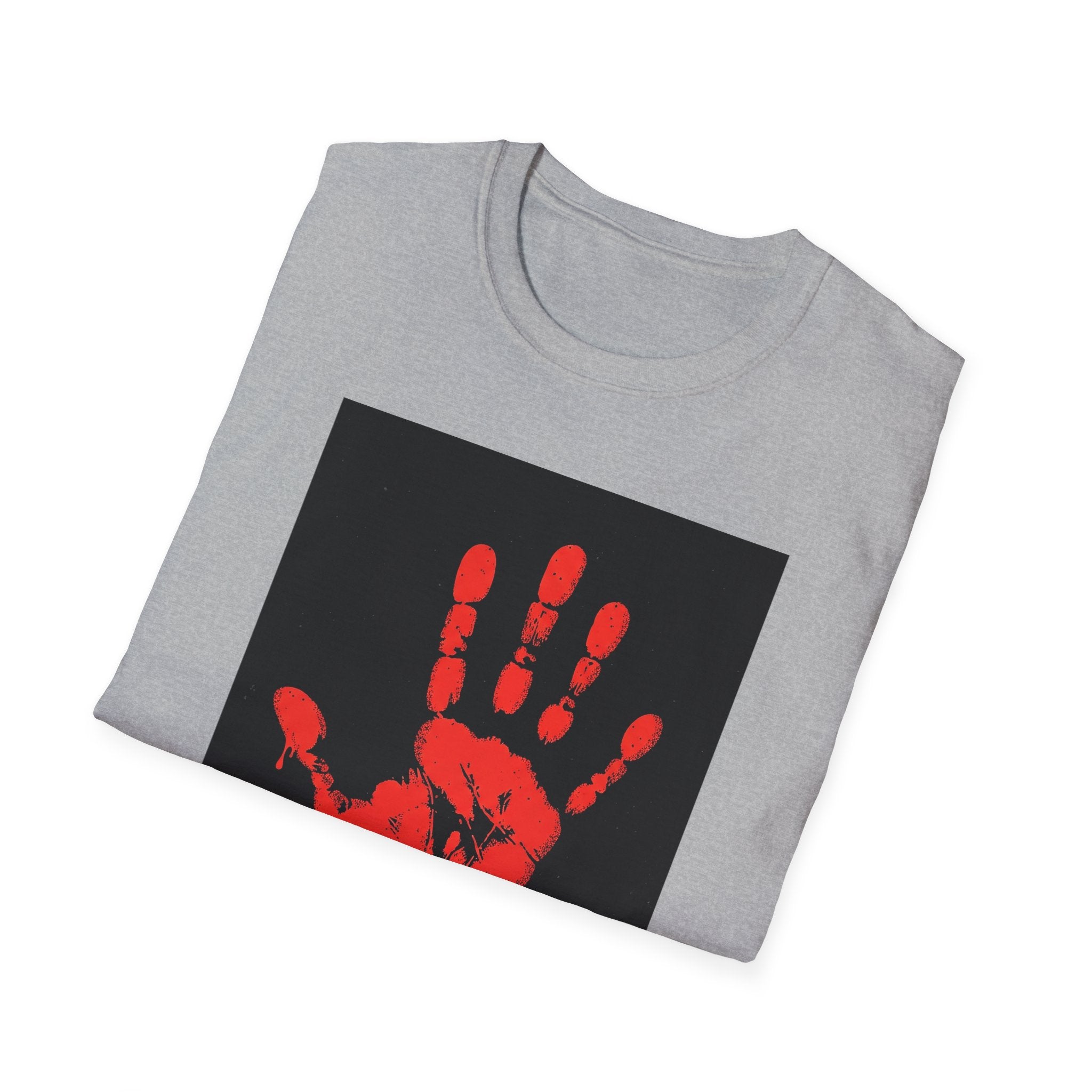 Bold Statement T-Shirt with Red Handprint Design