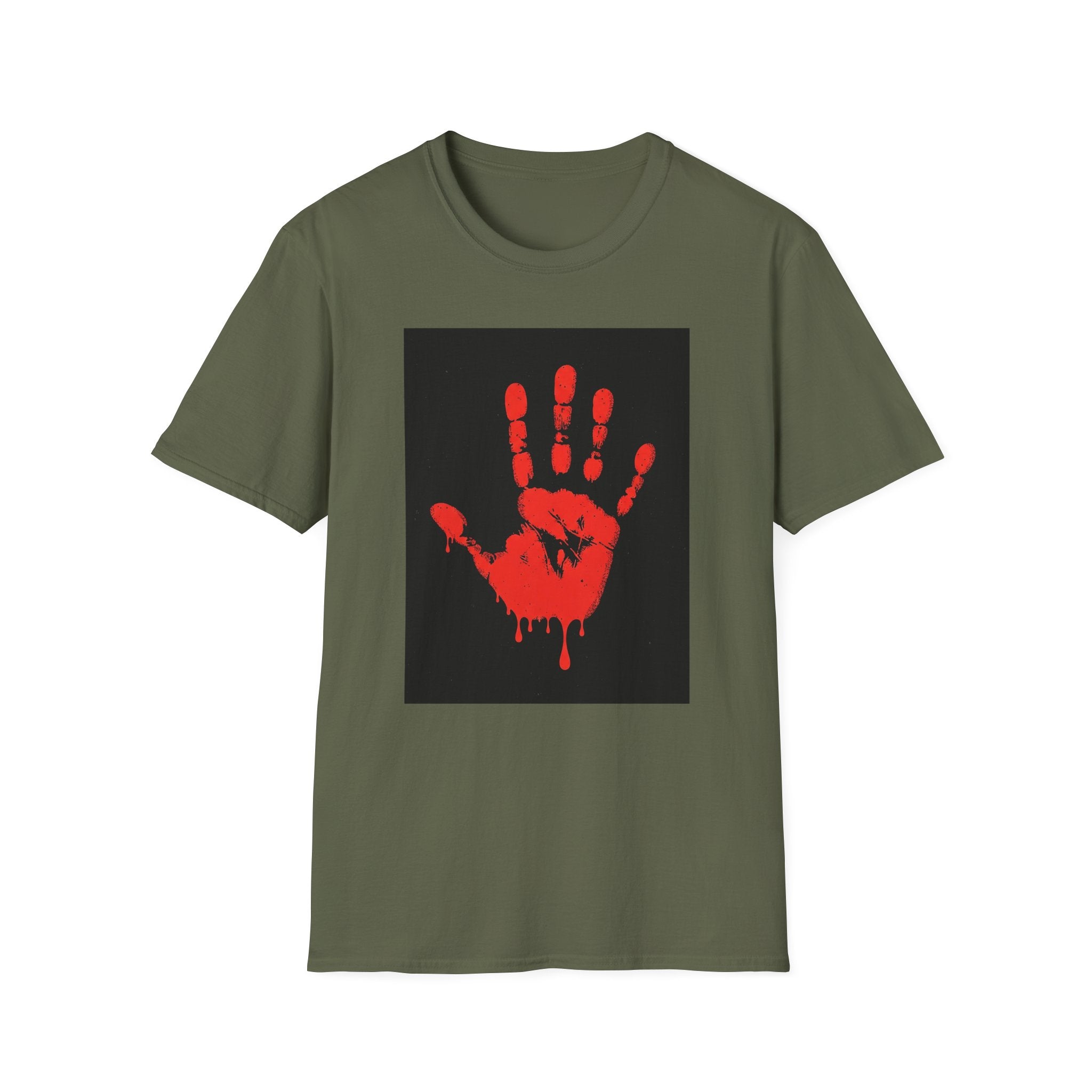 Bold Statement T-Shirt with Red Handprint Design