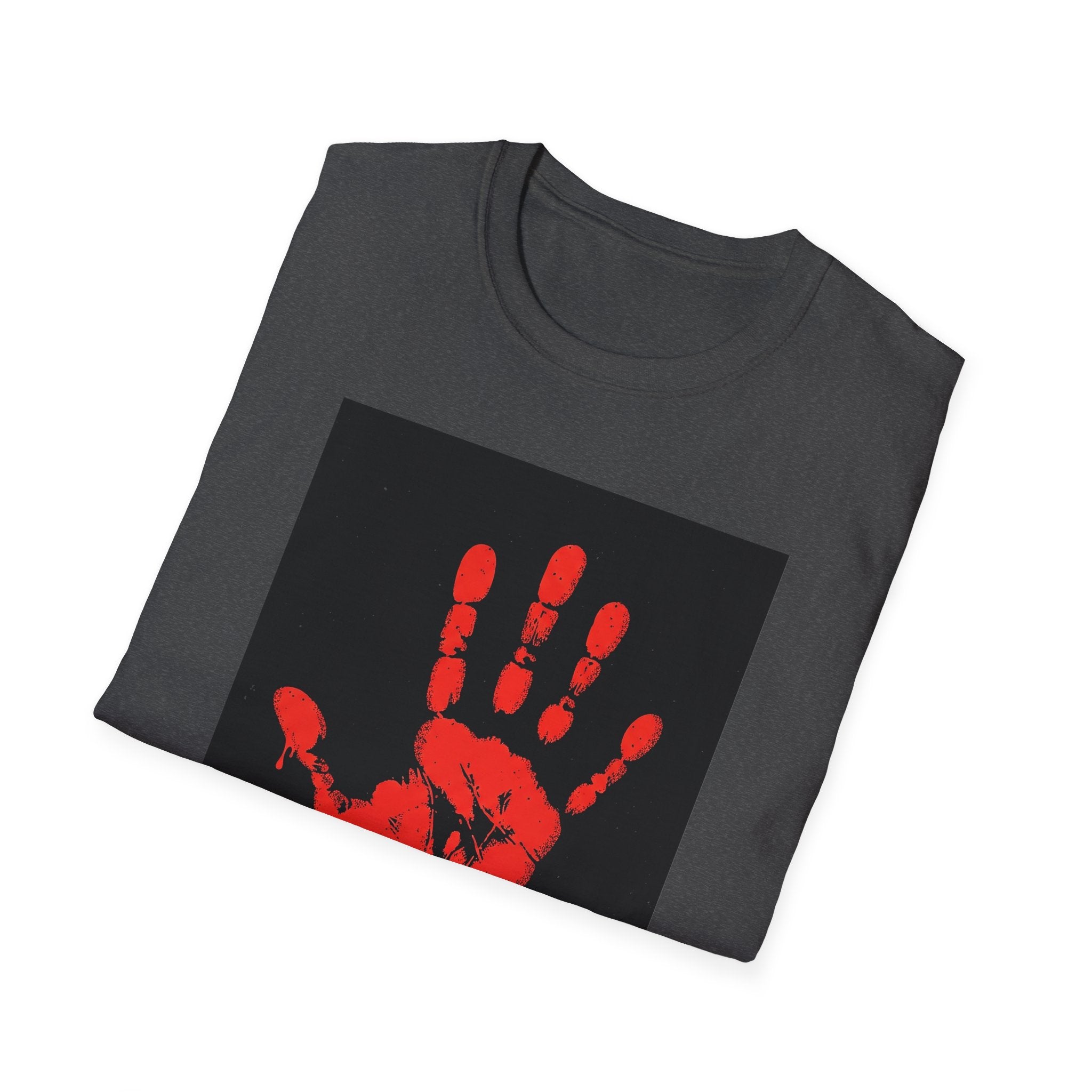 Bold Statement T-Shirt with Red Handprint Design