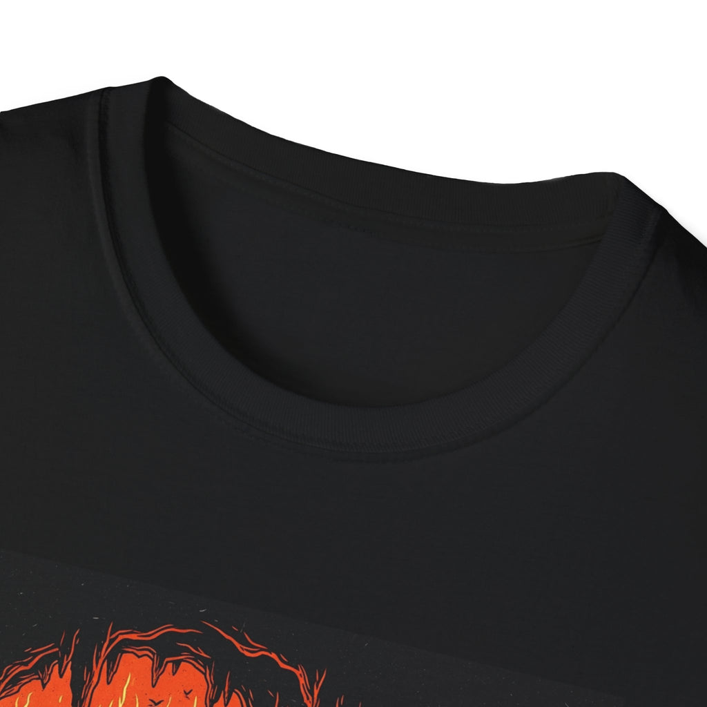Unisex Softstyle T-Shirt with Fiery Dungeon Design