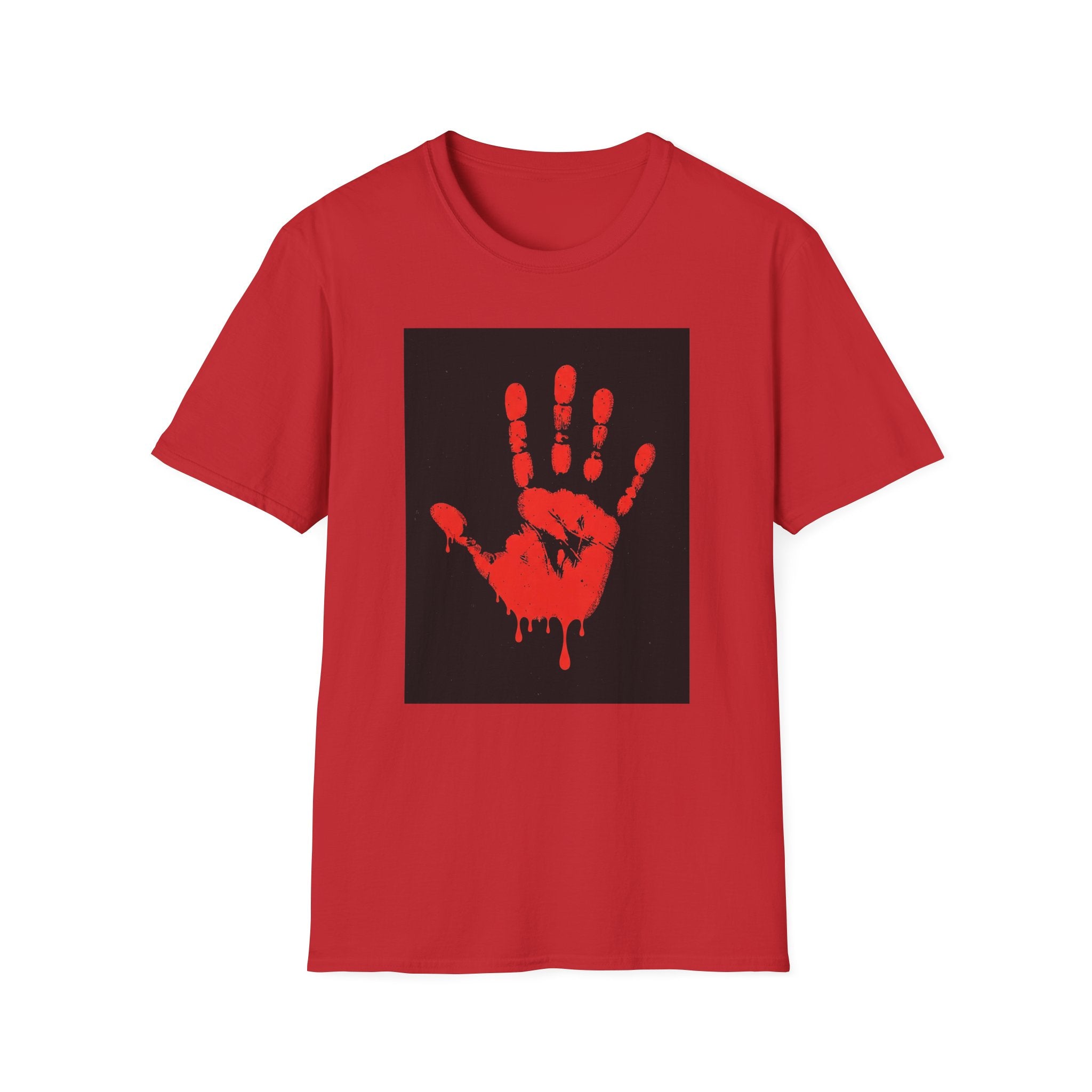 Bold Statement T-Shirt with Red Handprint Design