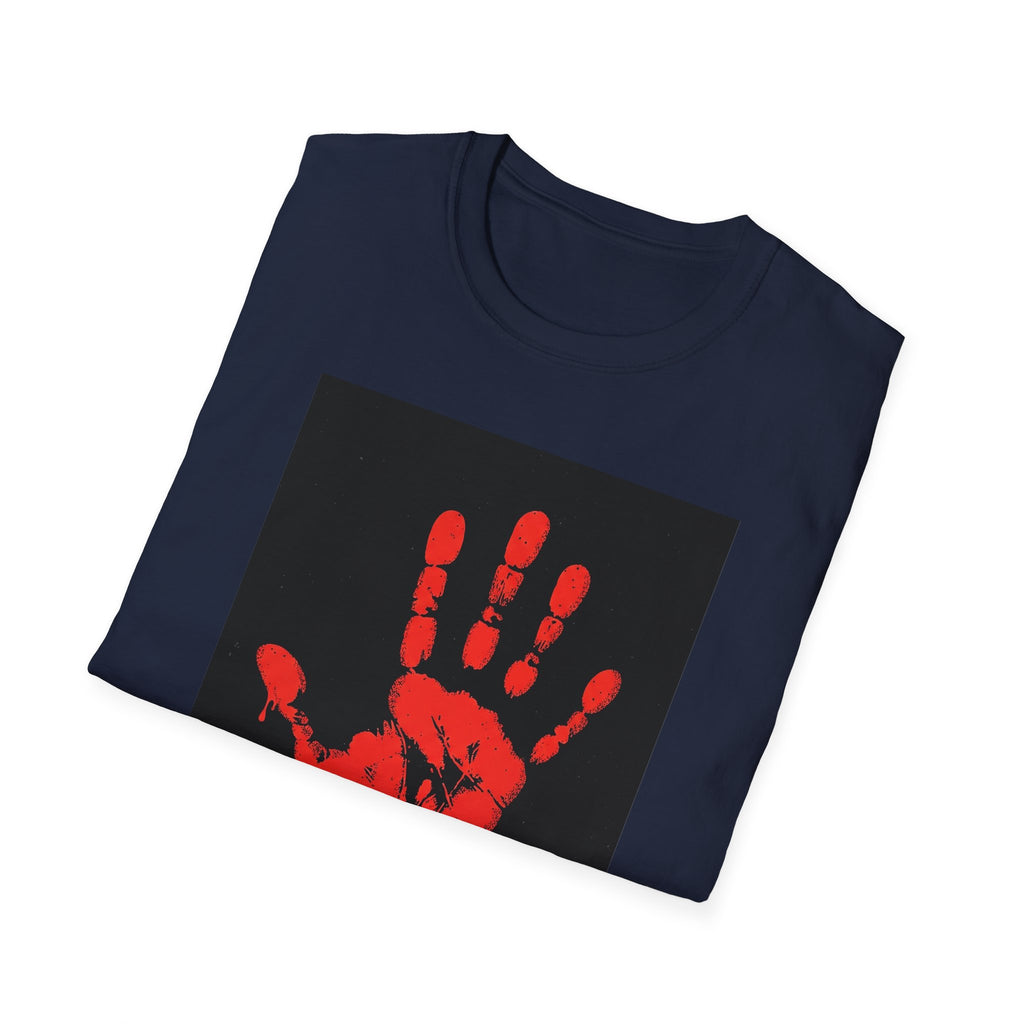 Bold Statement T-Shirt with Red Handprint Design