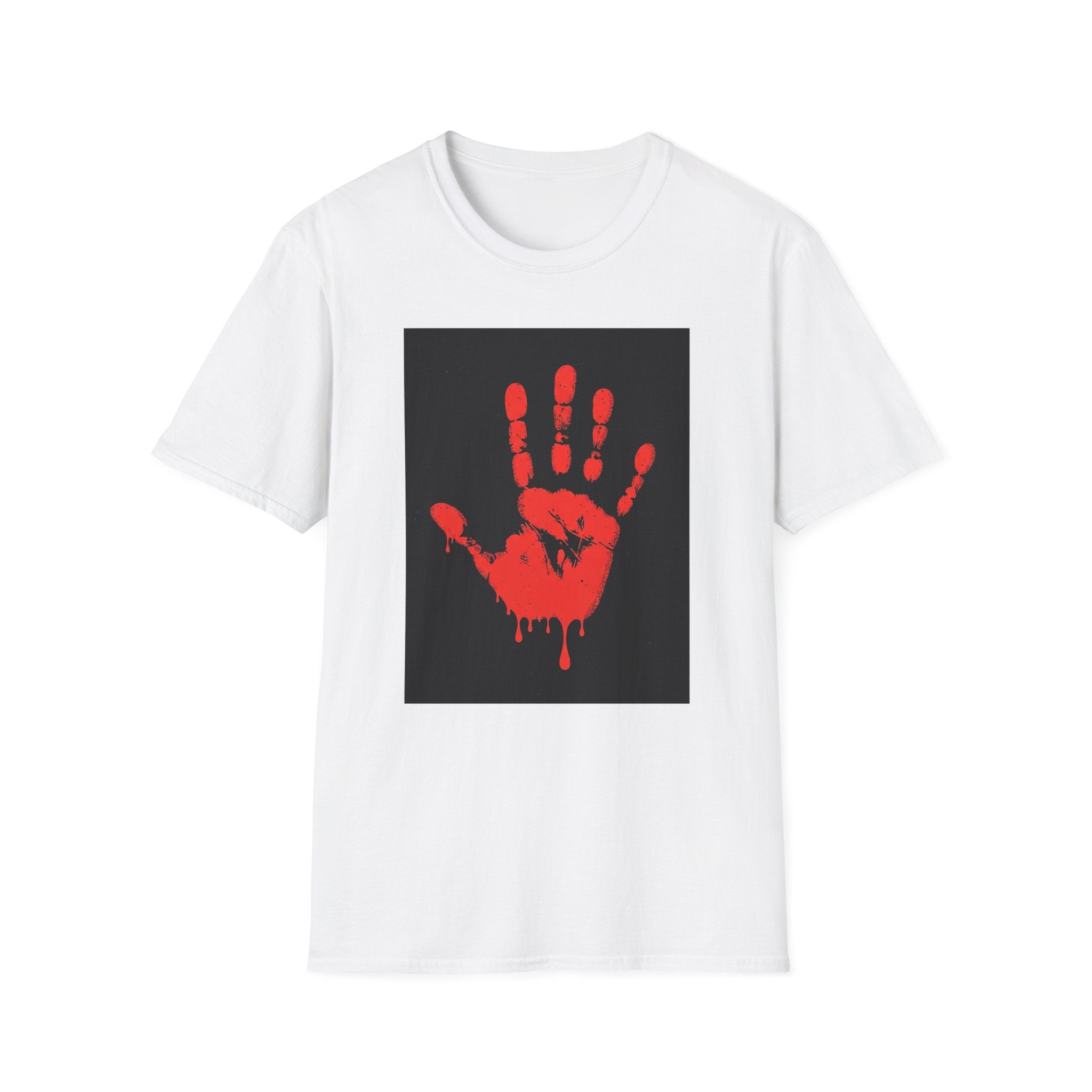 Bold Statement T-Shirt with Red Handprint Design