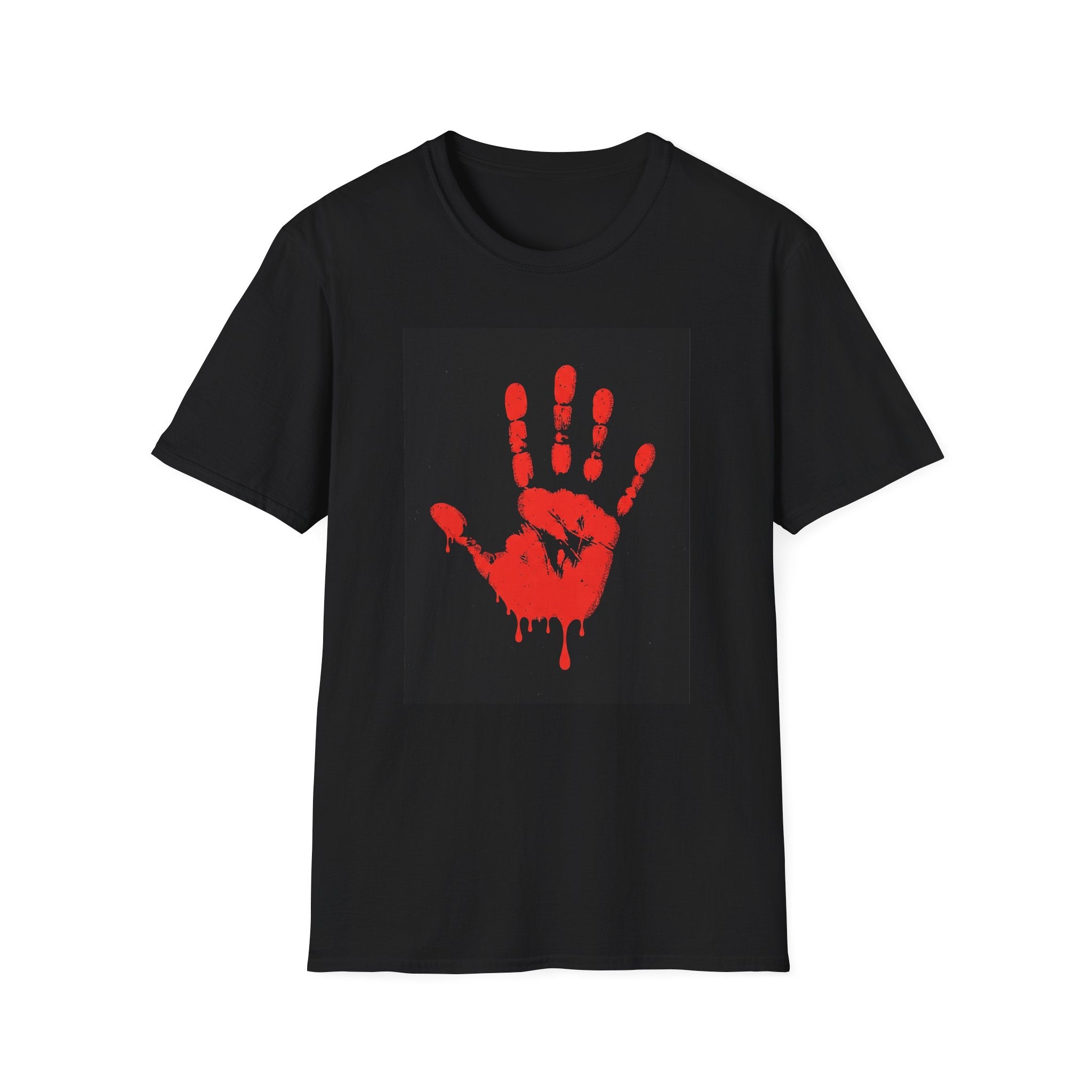 Bold Statement T-Shirt with Red Handprint Design