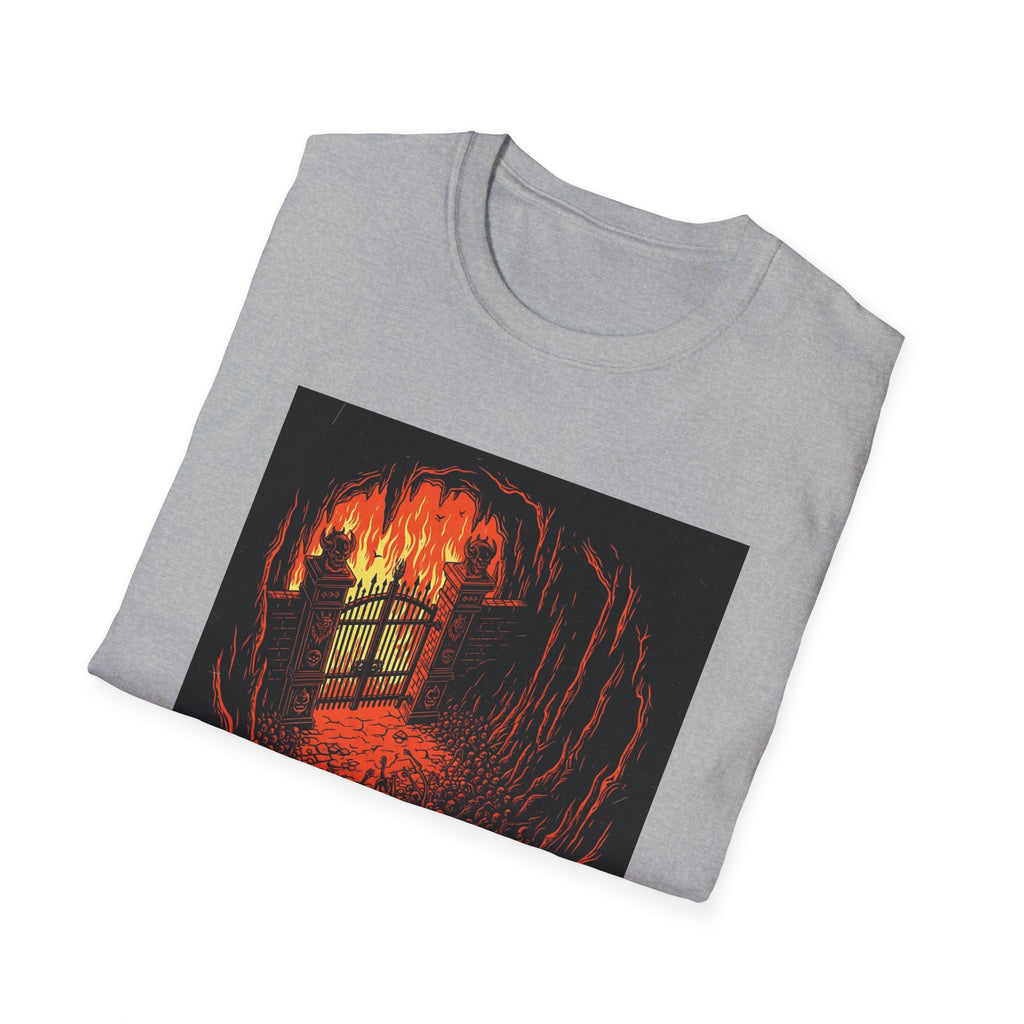 Unisex Softstyle T-Shirt with Fiery Dungeon Design