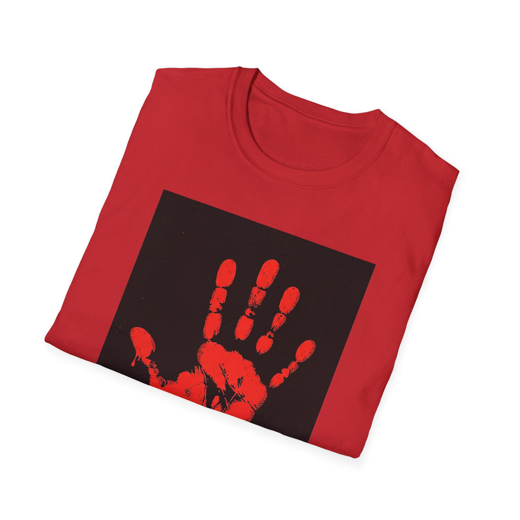 Bold Statement T-Shirt with Red Handprint Design