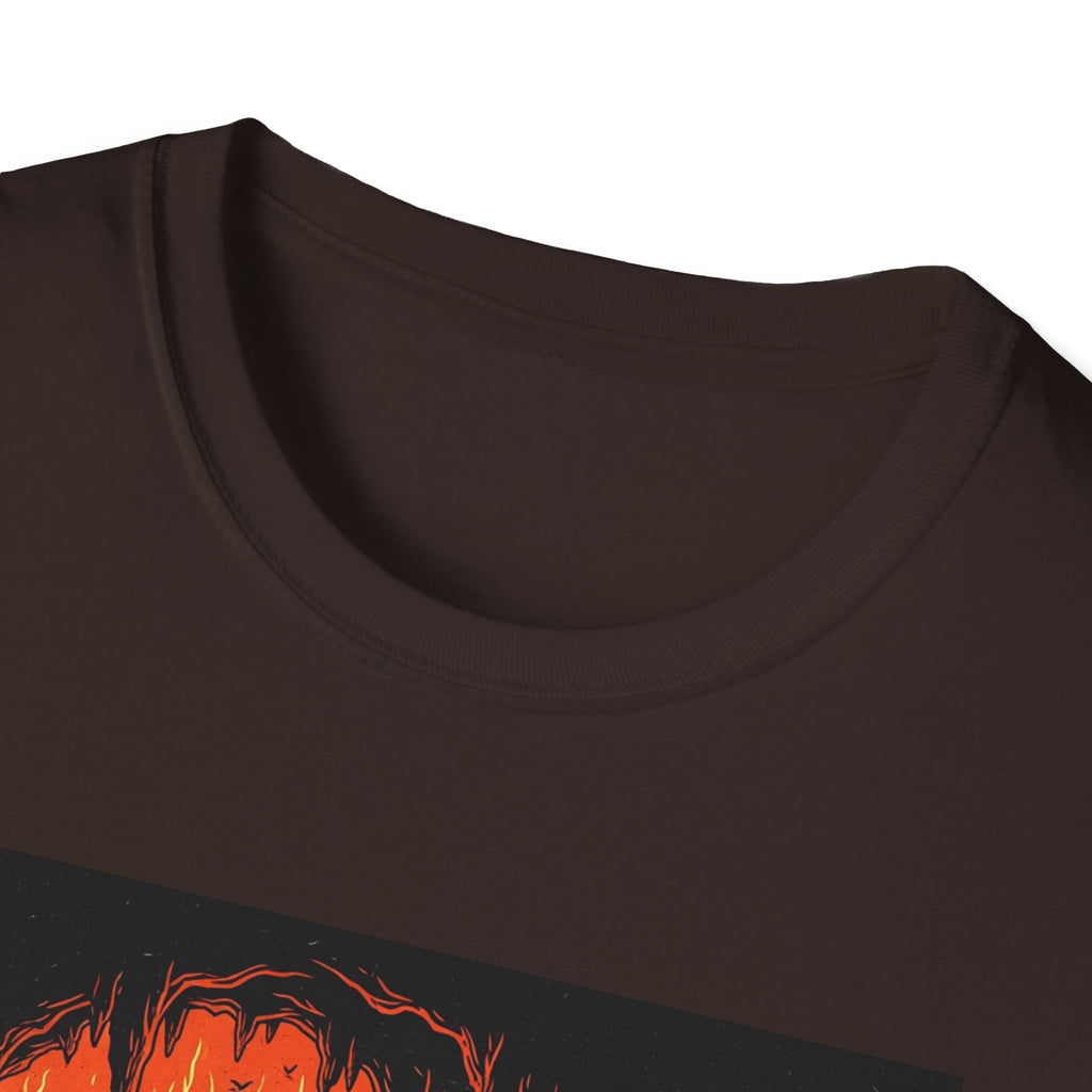 Unisex Softstyle T-Shirt with Fiery Dungeon Design