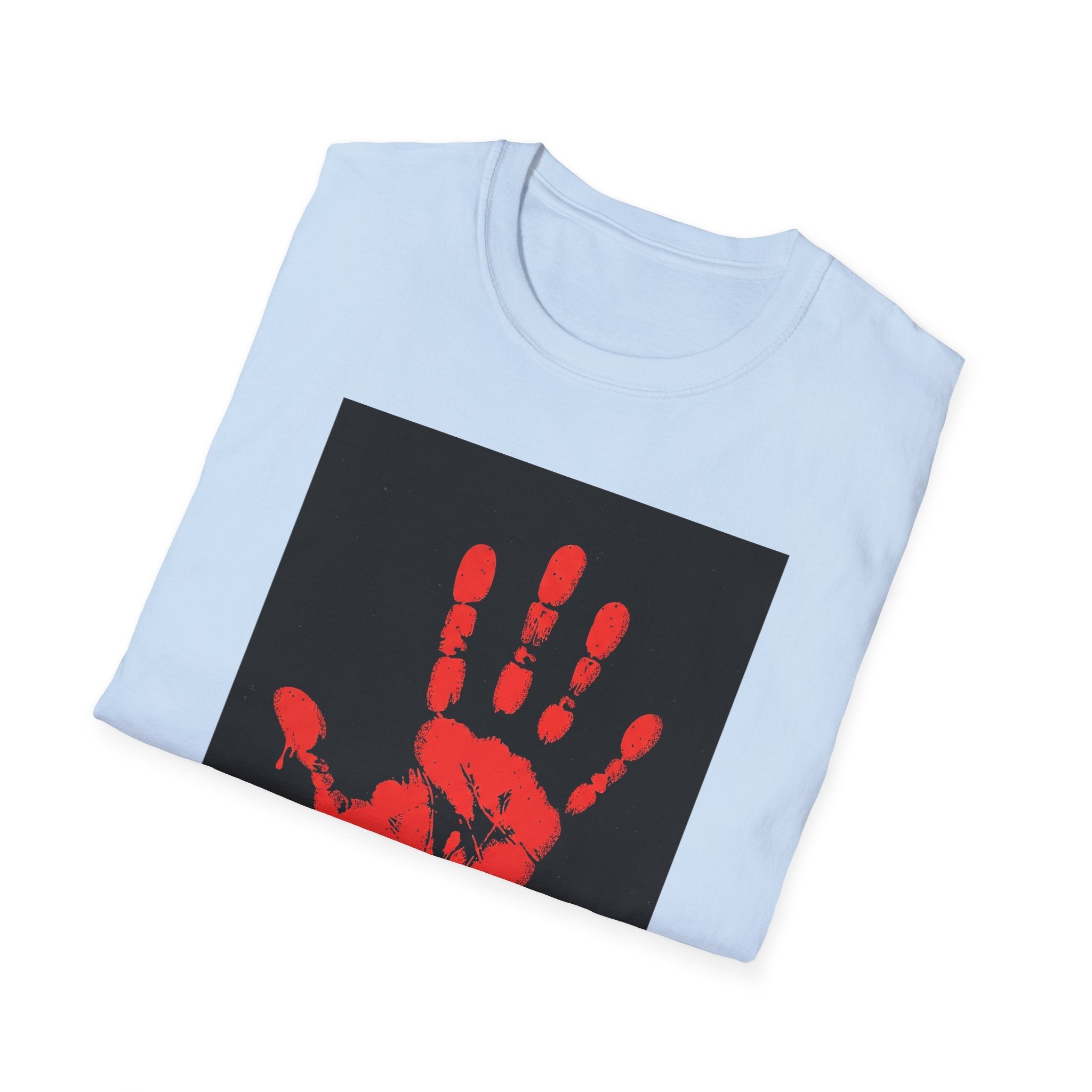 Bold Statement T-Shirt with Red Handprint Design
