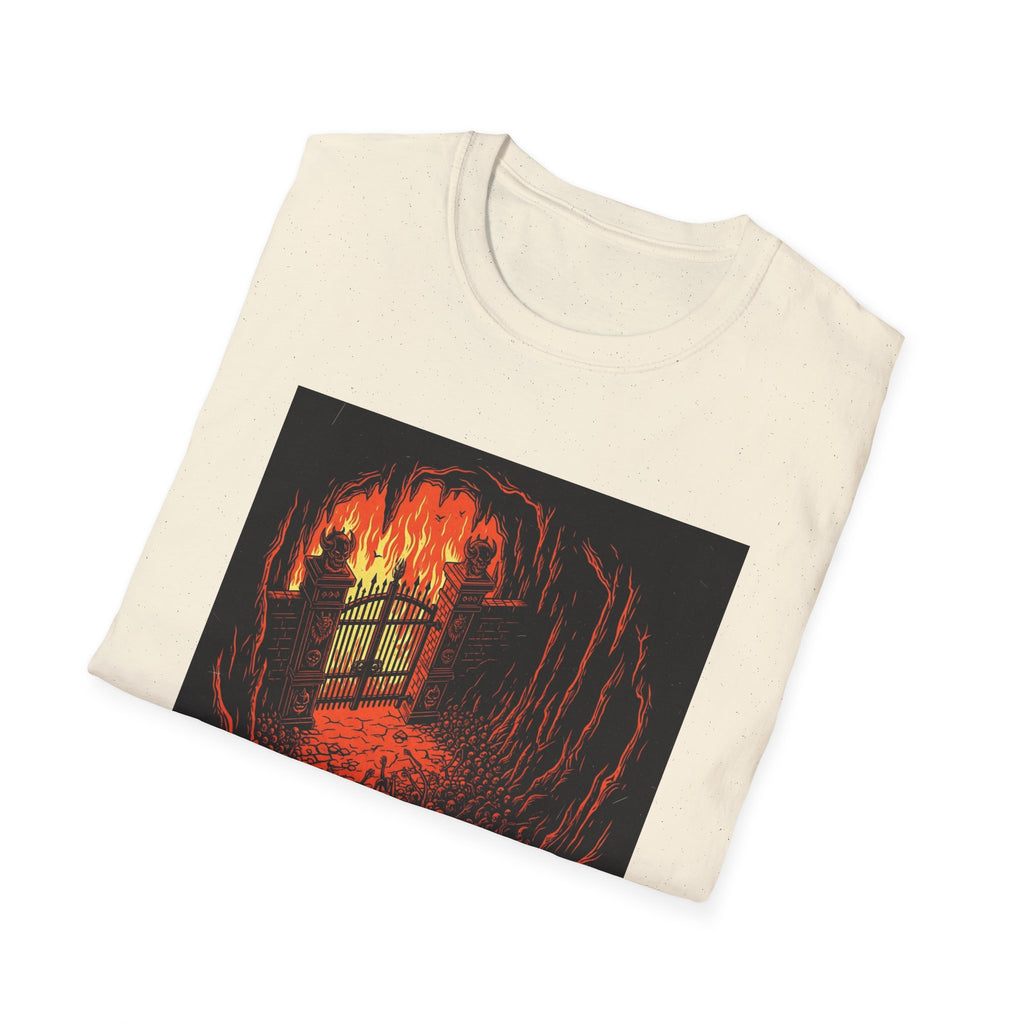 Unisex Softstyle T-Shirt with Fiery Dungeon Design