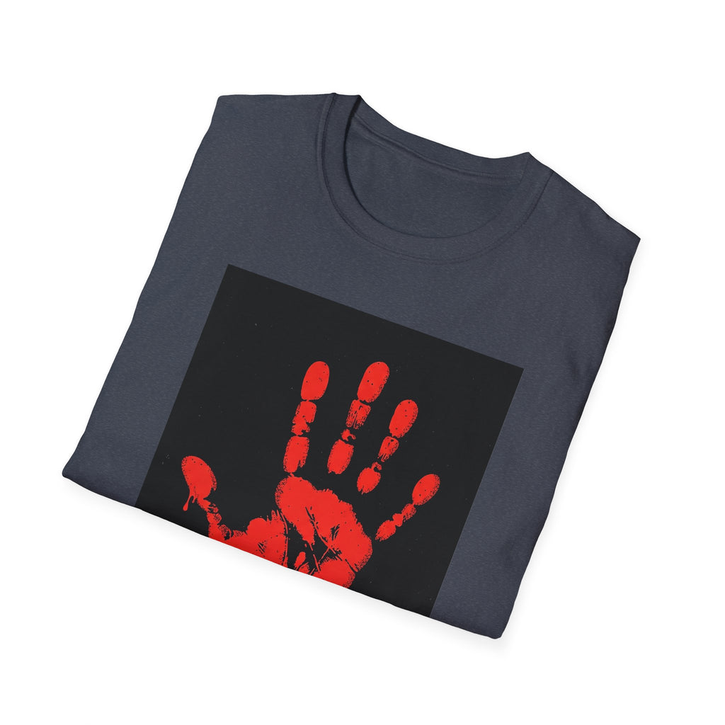 Bold Statement T-Shirt with Red Handprint Design