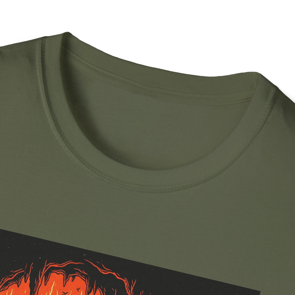 Unisex Softstyle T-Shirt with Fiery Dungeon Design