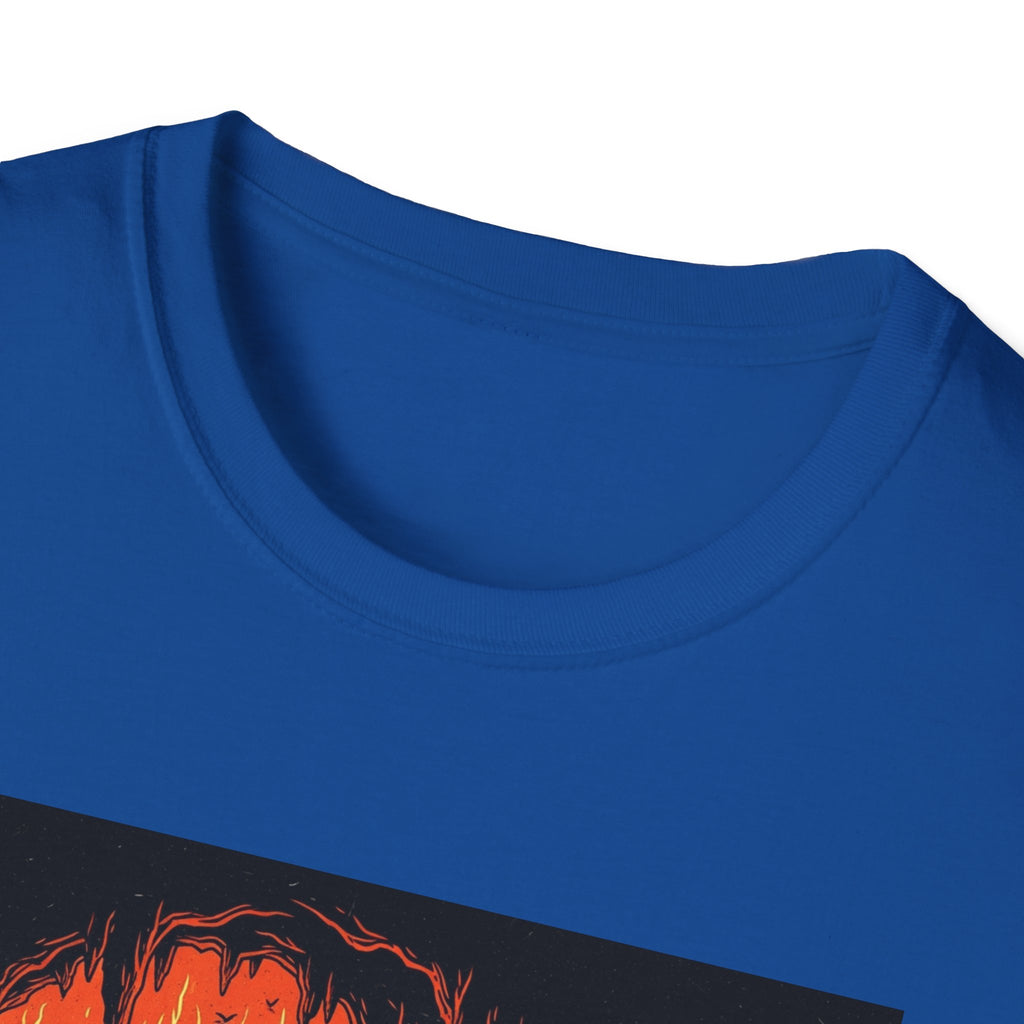Unisex Softstyle T-Shirt with Fiery Dungeon Design