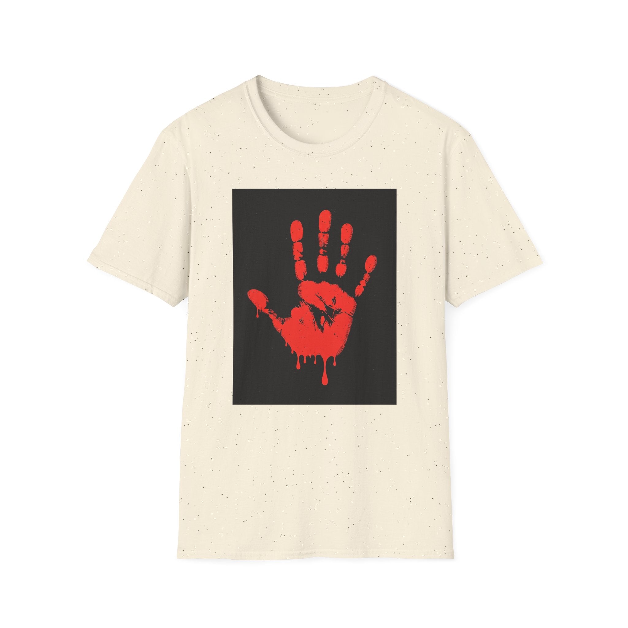 Bold Statement T-Shirt with Red Handprint Design