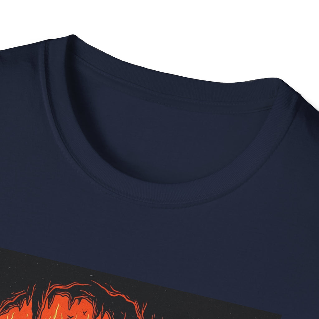 Unisex Softstyle T-Shirt with Fiery Dungeon Design