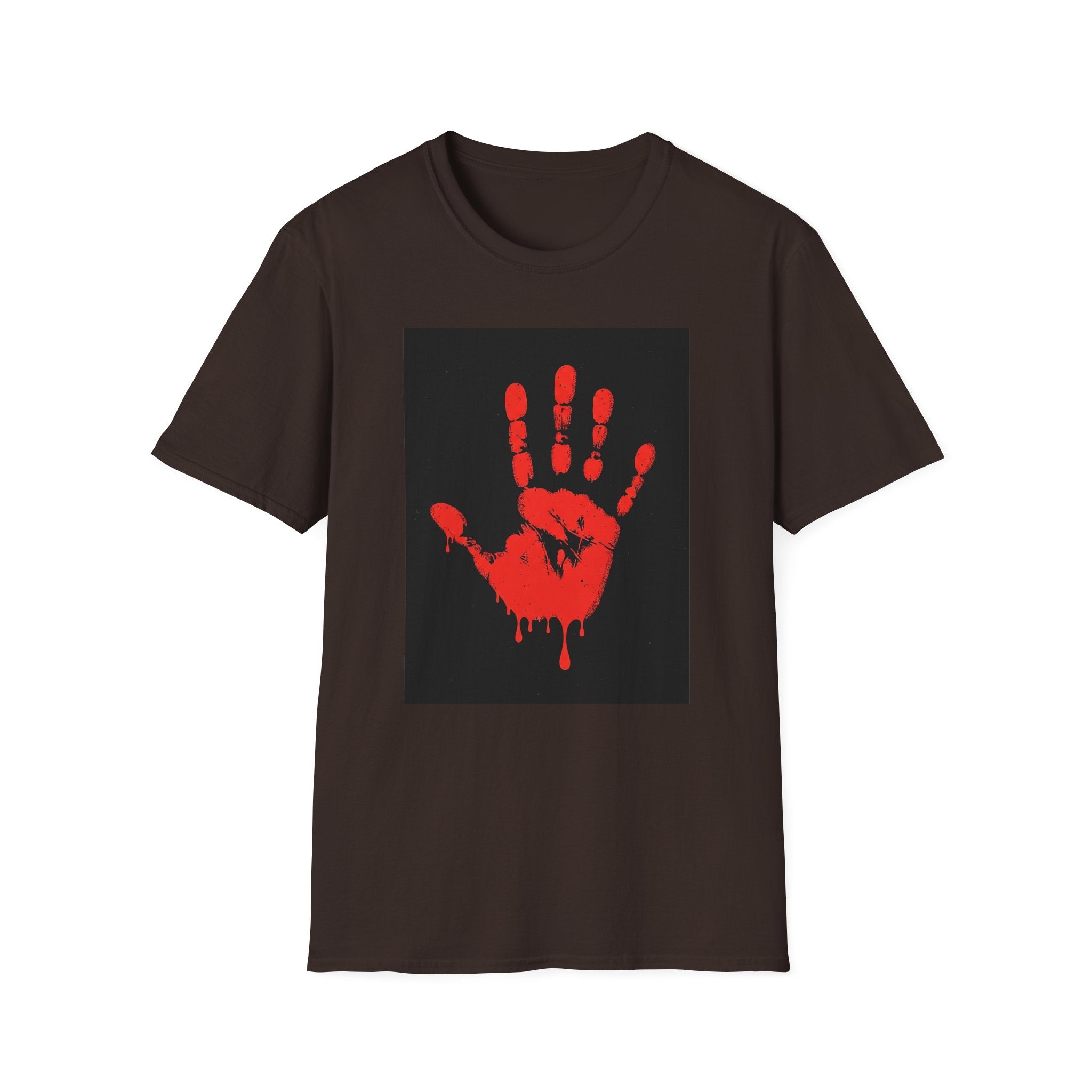 Bold Statement T-Shirt with Red Handprint Design