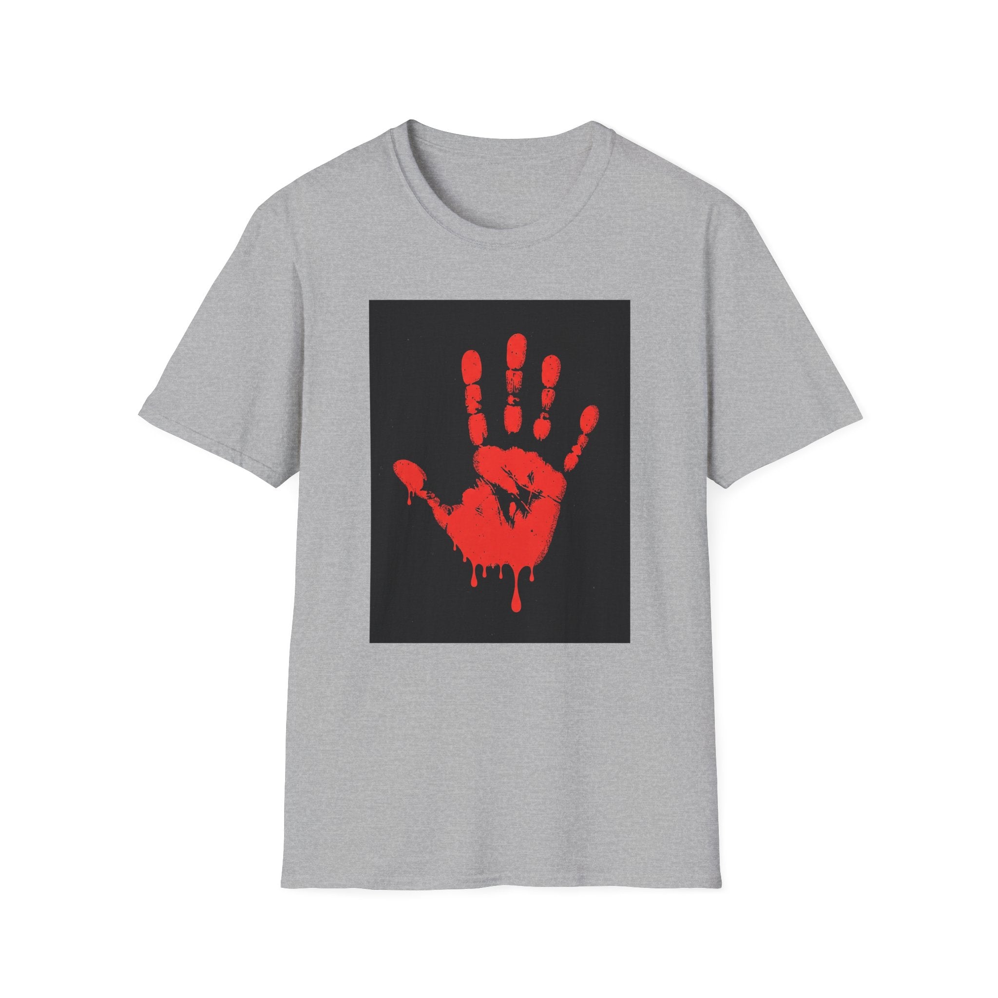 Bold Statement T-Shirt with Red Handprint Design