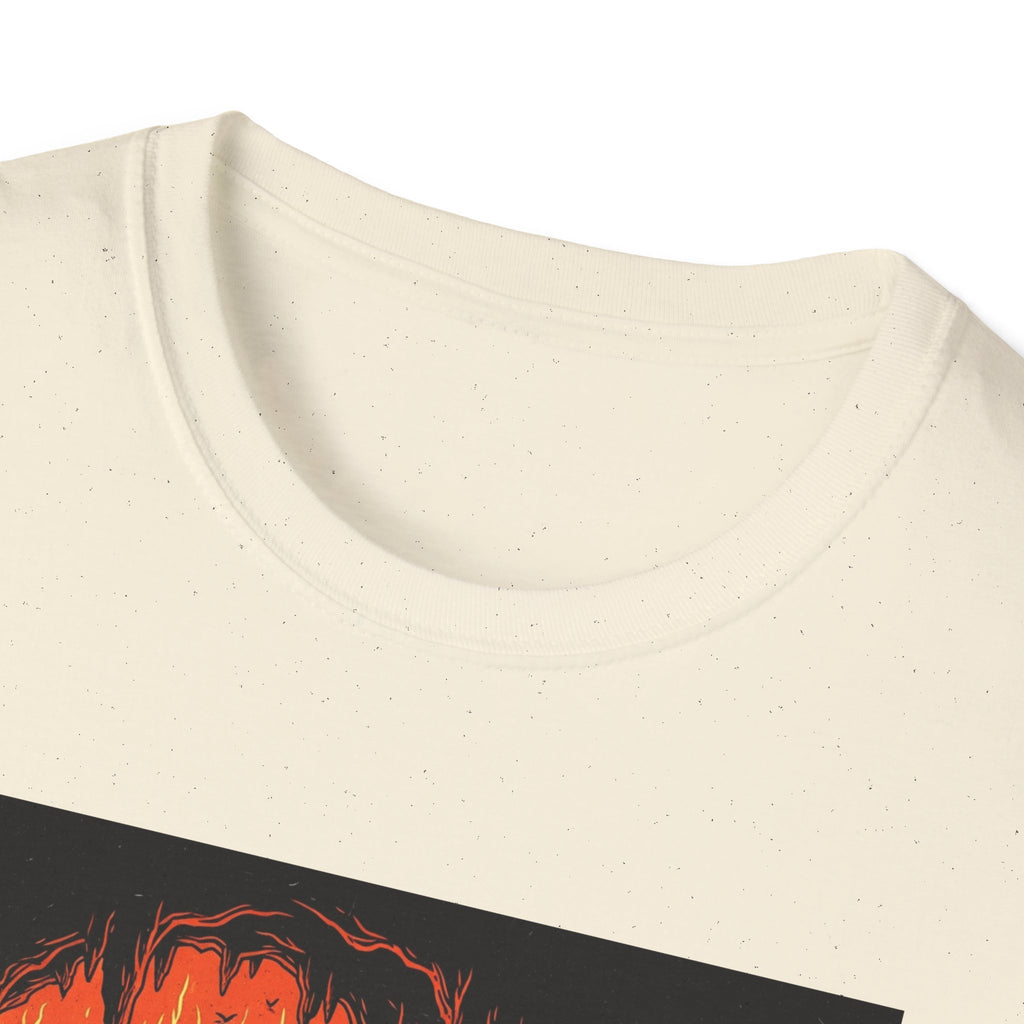 Unisex Softstyle T-Shirt with Fiery Dungeon Design