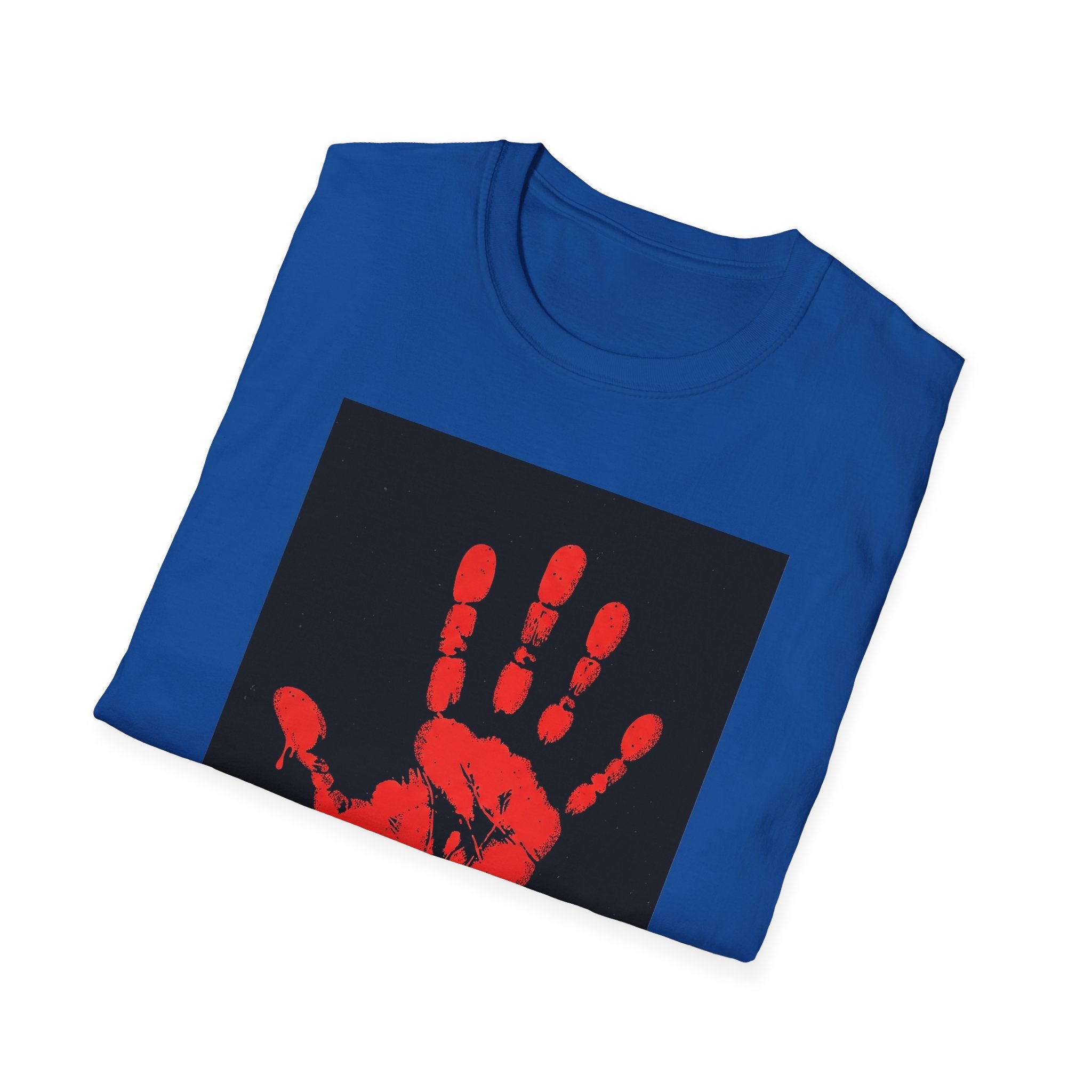 Bold Statement T-Shirt with Red Handprint Design